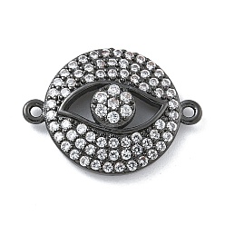 Черный Цвет Металла Покрытие стойки латунь микро паве прозрачные подвески для глаз с кубическим цирконием, долговечный, без свинца и без кадмия, металлический черный , 14.5x19x4 мм, отверстие : 1 мм