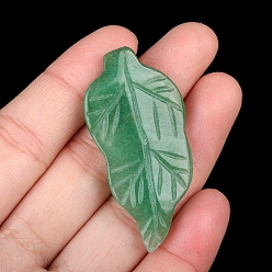 Green Aventurine Natural Green Aventurine Carved Healing Leaf Stone, Reiki Energy Stone Display Decorations, for Home Feng Shui Ornament, 47x20~25x6mm