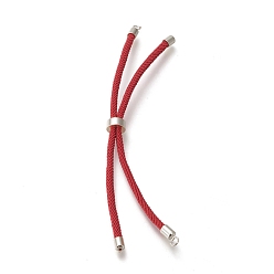 FireBrick Nylon Twisted Cord Bracelet, with Brass Cord End, for Slider Bracelet Making, FireBrick, 9 inch(22.8cm), Hole: 2.8mm, Single Chain Length: about 11.4cm