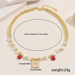 Золотистый Элегантные латунные и искусственные жемчужины квадратные ожерелья-нагрудники для женщин, золотые, 17.13 дюйм (43.5 см)