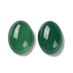 Green Glass Cabochons, Ovall, Green, 14.5x10x5mm