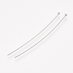 Real Platinum Plated Brass Ball Head Pins, Real Platinum Plated, 50x0.5mm, 24 Gauge, Head: 1.5mm