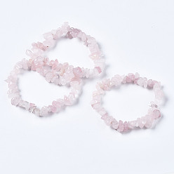 Розовый Кварц Стрейч-браслеты унисекс с натуральным розовым кварцем и бусинами, внутренний диаметр: 1-3/4~2 дюйм (4.5~5 см)