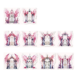 Hot Pink PET Self Adhesive Plant Decorative Stickers, for DIY Scrapbooking, Hot Pink, 60x60mm