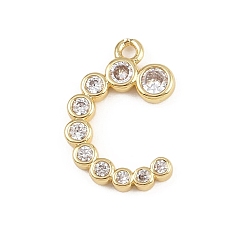 Letter C Латунные микро проложить кубического циркония подвески, стойки покрытие, долговечный, без кадмия и без свинца, реальный 18 k позолоченный, буква С, 17x11.5x2 мм, отверстие : 1.5 мм