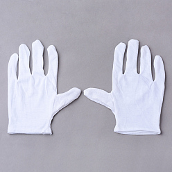 White Cotton Gloves, Coin Jewelry Silver Inspection Gloves, White, 210x140mm, 12pairs/bag