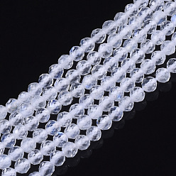 Rainbow Moonstone Natural Rainbow Moonstone Beads Strands, Grade A+, Round, Faceted, 2.5mm, Hole: 0.5mm, about 180pcs/strand, 15.35 inch(39cm)