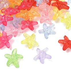 Color mezclado Abalorios de acrílico transparentes, ningún agujero, estrella de mar, color mezclado, 14x15x7 mm, agujero: 1.4 mm, Sobre 1315 unidades / 500 g