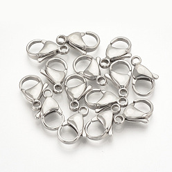 Stainless Steel Color 304 Stainless Steel Lobster Claw Clasps, Stainless Steel Color, 11x7x3.5mm, Hole: 1mm