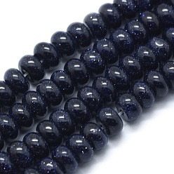 Blue Goldstone Synthetic Blue Goldstone Beads Strands, Rondelle, 8x5mm, Hole: 1mm, about 74pcs/strand, 15.15 inch(38.5cm)