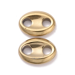 Light Gold Plated Vacuum Plating Non-magnetic Synthetic Hematite Connector Charms, Oval, Light Gold Plated, 13x18x3.5mm, Hole: 4.5mm