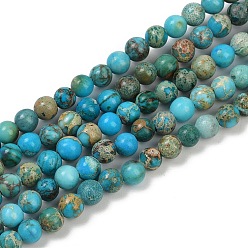 Голубой Нити бусин из окрашенного натурального регалита/императорской яшмы/морского осадка яшмы, круглые, голубой, 4 мм, отверстие : 1.2 мм, около 45 шт / нитка, 7.68'' (19.5 см)