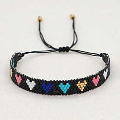 MI-B200520A Sweetheart Miyuki Bracelet for Couples - Pink Heart Charm on Gold Base