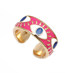 CR0356D in pink color Colorful Evil Eye Ring with Minimalist Design and Unique Opening, for Index Finger.