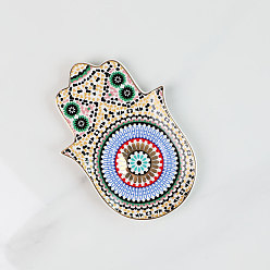 Colorful Hamsa Hand/Hand of Miriam with Evil Eye Ceramic Jewelry Plate, Storage Tray for Rings, Necklaces, Earring, Colorful, 160x115mm