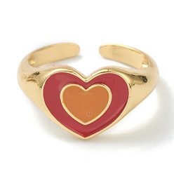 Красный Манжеты с латунной эмалью, открытые кольца, сердце, золотые, красные, размер США 6, внутренний диаметр: 17 мм
