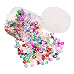 Mixed Color PandaHall Elite Spray Painted Crackle Glass Beads, Mixed Color, 8mm, Hole: 1.3~1.6mm, about 350pcs/box