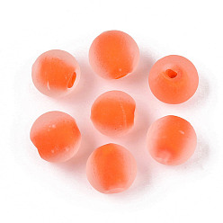Коралловый Матовое ручной работы Lampwork бисер, круглые, коралл, 11~12 мм, отверстие : 1~1.6 мм