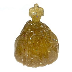 Желтый Кварц Украшение для показа платья из смолы, с натуральной желтой кварцевой крошкой внутри статуй для украшения домашнего офиса, 80x80x85 мм