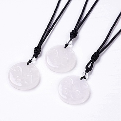 Хрусталь Натуральный кристалл кварца солнце со звездой кулон ожерелье с нейлоновым шнуром для женщин, 19.69~20.08 дюйм (50~51 см)