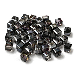 Black Electroplate Glass Beads, Faceted, Cube, Black, 5.5x5.5x5.5mm, Hole: 1.6mm , 100pcs/bag