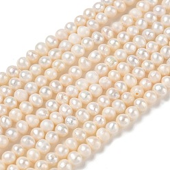 Beige Natural Cultured Freshwater Pearl Beads Strands, Grade A, Potato, Beige, 3.5~4mm, Hole: 0.5mm, about 93~95pcs/strand, 13.78''(35cm)