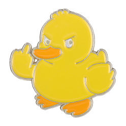 Duck Cartoon Animal Alloy Pin with Middle Finger, Mushroom Frog Clothing Bag Decoration Badge