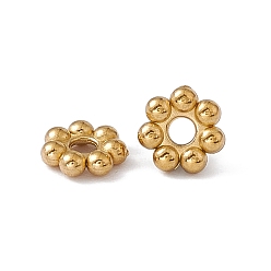 Real 18K Gold Plated Ion Plating(IP) 304 Stainless Steel Daisy Spacer Beads, Flower, Real 18K Gold Plated, 4x1.5mm, Hole: 1.4mm