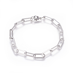 Stainless Steel Color 304 Stainless Steel Chain Bracelets, with Lobster Claw Clasps, Stainless Steel Color, 9 inch(23cm)