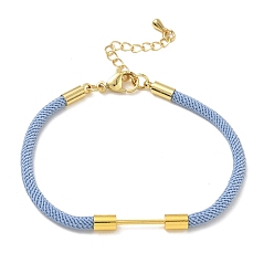 Light Sky Blue Nylon Cord Bracelet Making, with Brass Beadable Bar, Golden, Light Sky Blue, 6.89x0.16 inch(17.5x0.4cm)