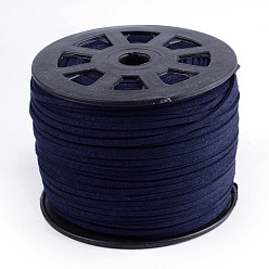 Midnight Blue Faux Suede Cords, Faux Suede Lace, Midnight Blue, 1/8 inch(3mm)x1.5mm, about 100yards/roll(91.44m/roll), 300 feet/roll