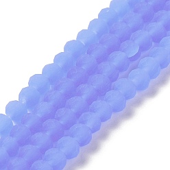 Medium Slate Blue Imitation Jade Solid Color Glass Beads Strands, Faceted, Frosted, Rondelle, Medium Slate Blue, 8mm, Hole: 1mm, about 65~68pcs/strand, 15.7~16.1 inch(40~41cm)