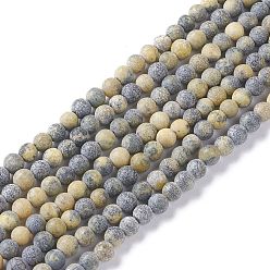 Yellow Turquoise(Jasper) Natural Yellow Turquoise(Jasper) Beads Strands, Frosted, Round, 4mm, Hole: 0.8mm, about 95pcs/strand, 15.55 inch(39.5cm)