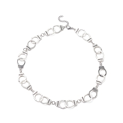 Antique Silver & Stainless Steel Color Tibetan Style Alloy Handcuff with Freedom Link Chain Necklaces for Men Women, Antique Silver & Stainless Steel Color, 17.91 inch(45.5cm)