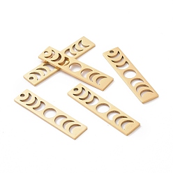 Golden 201 Stainless Steel Pendants, Laser Cut, Moon Phase Bar Charm, Golden, 35x8x1mm, Hole: 1.8mm