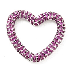 Орхидея Стойка покрытие латунь микропаве кубический цирконий сердце соединительные кольца, долговечный, без свинца и без кадмия, платина, сиреневые, 20x21.5x3 мм, внутренний диаметр: 14.5x15.5 мм