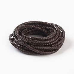 Coconut Brown Braided Leather Cord, Leather Jewelry Cord, Jewelry DIY Making Material, Dyed, Round, Coconut Brown, 6mm, about 10.93 yards(10m)/bundle