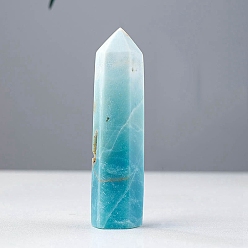 Amazonite Point Tower Natural Amazonite Home Display Decoration, Healing Stone Wands, for Reiki Chakra Meditation Therapy Decors, Hexagon Prism, 60~80mm