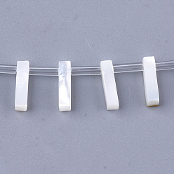 Letter I Natural Sea Shell Beads, White Shell Mother of Pearl Shell, Top Drilled Beads, Letter.I, 10x2.5~11.5x3mm, Hole: 0.8mm
