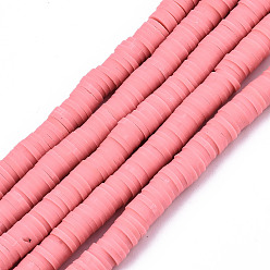 Light Coral Handmade Polymer Clay Beads Strands, for DIY Jewelry Crafts Supplies, Heishi Beads, Disc/Flat Round, Light Coral, 6x0.5~1mm, Hole: 1.8mm, about 290~320pcs/strand, 15.75 inch~16.14 inch(40~41cm)