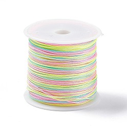 Colorful 50M Segment Dyed Nylon Chinese Knotting Cord, for DIY Jewelry Making, Colorful, 0.8mm, about 54.68 Yards(50m)/Roll