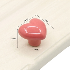 Salmon Porcelain Drawer Knobs, with Brass Finding, Heart Cabinet Handle, Salmon, 40x36x31mm