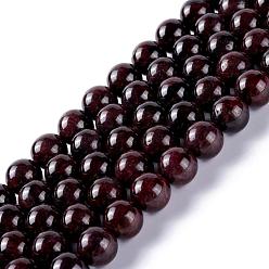 Garnet Round Natural Garnet Beads Strands, 10mm, Hole: 1mm, about 38pcs/strand, 15.7 inch