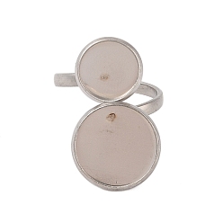 Нержавеющая Сталь Цвет Не тускнеет 304 фурнитура для открытого кольца-манжеты из нержавеющей стали, настройка кольца колодки, плоско-круглые, цвет нержавеющей стали, внутренний диаметр: 17 мм, лоток: 14 & мм 10 мм