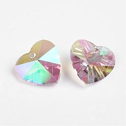 Clear Faceted K9 Glass Charms, Imitation Austrian Crystal, Heart, Clear, 12x12x6mm, Hole: 1.5mm