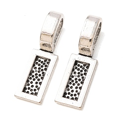 Antique Silver Tibetan Style Alloy Glue-on Flat Pad Bails, Rectangle, Lead Free & Cadmium Free, Antique Silver, 26x8x1mm, Hole: 8x5mm, about 572pcs/1000g