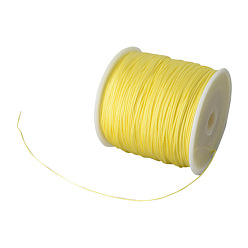 Шампанско-Желтый Плетеной нейлоновой нити, китайский шнур для завязывания бисера шнур для изготовления ювелирных изделий из бисера, шампанское желтый, 0.8 мм, около 100 ярдов / рулон