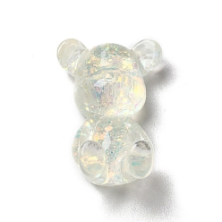 Светло-желтый Прозрачные смолы кабошоны, 3d блестящий медведь, светло-желтый, 28x19x11 мм