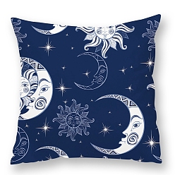 Bleu Marine Housses de coussin en velours à motif étoile, lune et soleil, Housse de coussin, pour canapé canapé-lit amoureux de la wiccan, carrée, bleu marine, 450x450mm