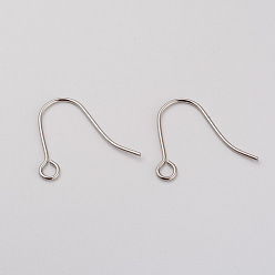 Stainless Steel Color 316L Surgical Stainless Steel Earring Hooks, Ear Wire, with Horizontal Loop, Stainless Steel Color, 19x15mm, Hole: 2mm, 21 Gauge, Pin: 0.7mm